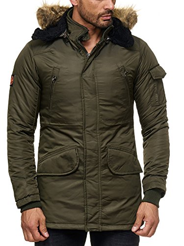 area2buy Herren Jacke mit Fellkapuze Winter-Jacke Anorak Parka Kapuzenjacke BF-1702 Khaki S von area2buy