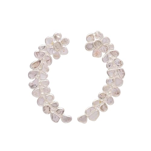 3.80 CTW Natürlicher Polki Diamant Ohrring 925 Sterling Silber Ohrring Handgefertigter Designer Schmuck Einzigartiges Geschenk für Frauen Klein Silber Edelstein Polki von arenaworldFZ