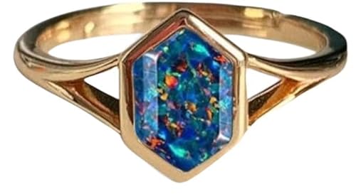 925 Sterling Silber Natürlicher Sechseck Schwarzer Feueropal Verlobungsring Lünettenfassung Sechseckschliff Ehering Oktober Geburtsstein Ring Opal Valentinstag Ring Geschenk Für Frauen Silber von arenaworldFZ