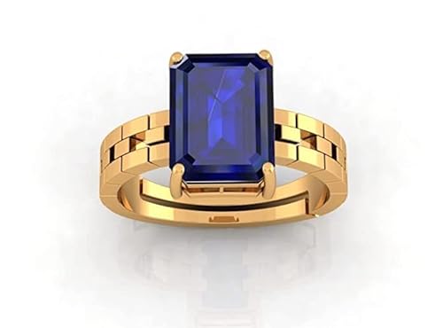 arenaworldFZ 11.00 Ratti 10.00 Zertifizierter Original Blauer Saphir Vergoldeter Ring Panchdhatu Verstellbarer Neelam Ring für Damen & Herren Silber/Edelstein Blauer Saphir von arenaworldFZ
