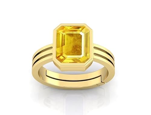 arenaworldFZ 14.25 Ratti Untreatet A+ Qualität Natürlicher gelber Saphir Pukhraj Edelstein Vergoldeter Ring für Damen Herren Silber/Edelstein Gelber Saphir von arenaworldFZ