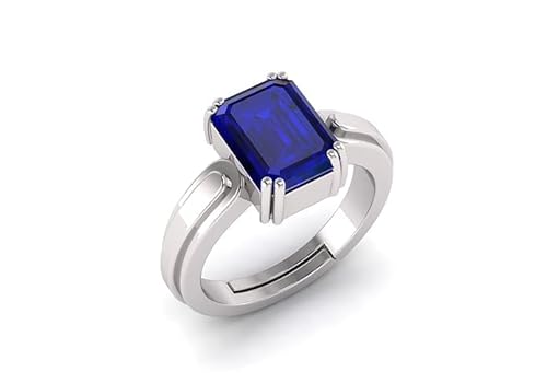 arenaworldFZ 4,25 Ratti 3,72 Karat Neelam Ring Blauer Saphir Verstellbarer Ring für Damen & Herren Silber/Edelstein Blauer Saphir von arenaworldFZ
