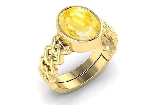 arenaworldFZ 4.25 Ratti 3.60 Karat unbeheizt A+ Qualität Natürlicher gelber Saphir Pukhraj Edelstein Ring für Damen Herren Silber/Edelstein Gelb Saphir von arenaworldFZ