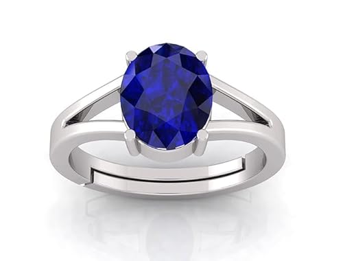 arenaworldFZ 5,75 Ratti zertifizierter original blauer Saphirring Panchdhatu verstellbarer Neelam-Ring für Damen und Herren von Lab zertifiziert, Silber/Edelstein, blauer Saphir von arenaworldFZ