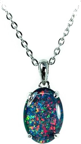 arenaworldFZ 6,25 Karat echte australische Triplets Opal Halskette Anhänger in 925 Sterling Silber Damen Schmuck Klein Silber Edelstein Opal von arenaworldFZ