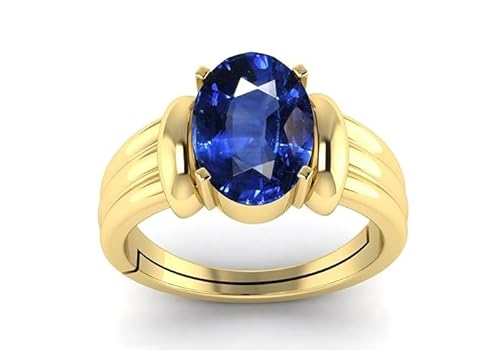 arenaworldFZ 6.25 Ratti Zertifizierter Original Blauer Saphir Ring 925 Sterling Silber Verstellbarer Neelam Ring für Damen & Herren Silber/Edelstein Blauer Saphir von arenaworldFZ