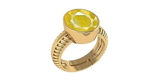 arenaworldFZ 7.25 Ratti 6.15 Karat Zertifiziert Unbehandelt AAA++ Qualität Natürlicher gelber Saphir Pukhraj Edelstein Ring Gold für Damen Herren Silber/Edelstein Gelb Saphir von arenaworldFZ