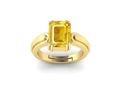 arenaworldFZ 9.60 Karat Unerhitzter Unbehandelter A+ Qualität Natürlicher gelber Saphir Pukhraj Edelstein Ring für Damen und Herren, Silber/Edelstein, gelber Saphir von arenaworldFZ
