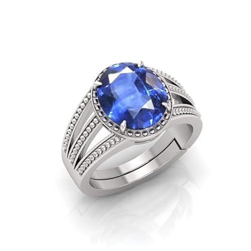 arenaworldFZ Blauer Saphir Shani Stein Original Echter Neelam Stein Original Zertifizierter Ring | Blauer Saphir Neelam Edelstein Ring für Damen und Herren, Silber/Edelstein, Blauer Saphir von arenaworldFZ
