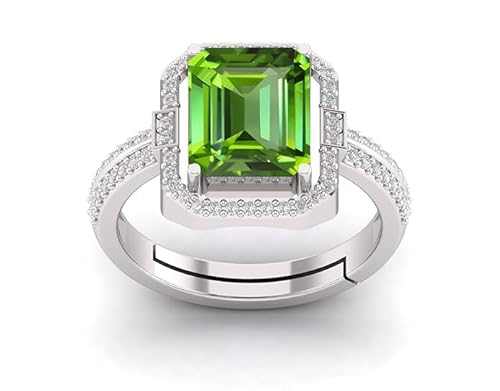 arenaworldFZ Natürlicher AAA++-Qualität, natürlicher Peridot, loser Edelstein, Silber, verstellbarer Ring, für Damen und Herren, 4,25 Ratti - 14,25 Ratti von arenaworldFZ