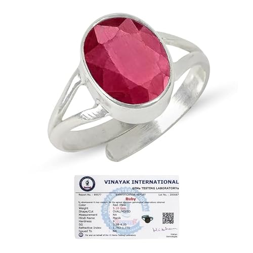 arenaworldFZ Natürlicher zertifizierter Manik-Rubin-Edelsteinring, Original-Silber, 925, verstellbarer Ring für Damen und Herren, Rubin 6 Karat bis 7 Karat arenaworldFZ Natürlicher zertifizierter Manik-Rubin-Edelsteinring, Original-Silber, 925, verstellbarer Ring für Damen und Herren, Rubin 6 Karat bis 7 Karat von arenaworldFZ