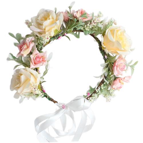Eleganter Blumen-Haarreif mit Rosenkranz, Kopfschmuck, Kopfschmuck, Hochzeitszeremonie, Fotografie Eleganter Blumen-Haarreif mit Rosenkranz, Kopfschmuck, Kopfschmuck, Hochzeitszeremonie, Fotografie von arenmi