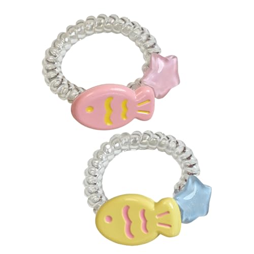 arenmi 2 Stück ästhetische Haargummis, Fisch-Haargummis, Haargummis, Mädchen, Pferdeschwanz-Halter, süßer Sternfisch, Haargummi von arenmi