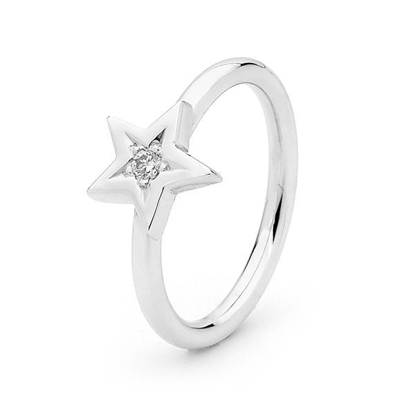 Diamant Stern Ring, Weiß Gold Baby Ring Diamant Stern Ring, Weiß Gold Baby Ring von argentonDesign