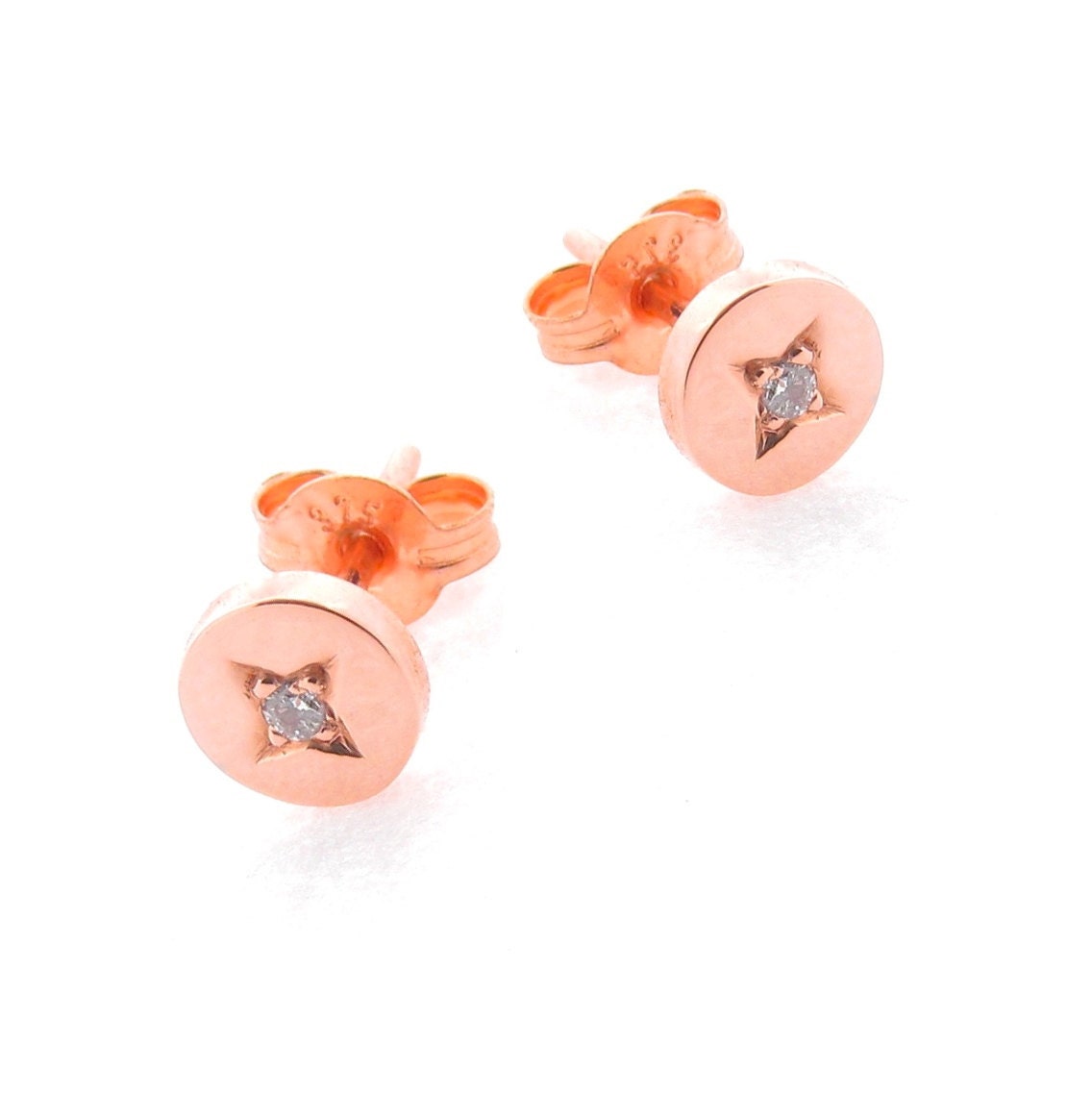 Rose Gold Stern Set Diamant Eclipse Ohrstecker, Runde Ohrstecker Rose Gold Stern Set Diamant Eclipse Ohrstecker, Runde Ohrstecker von argentonDesign