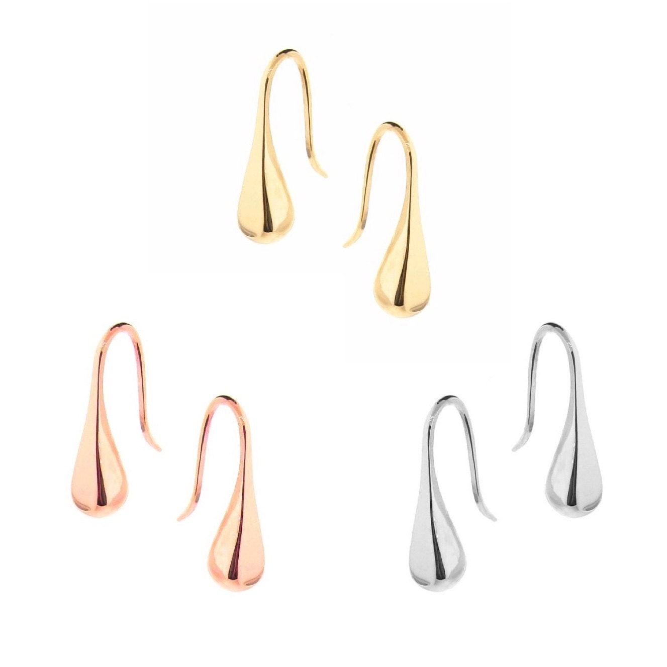 Solide 9Ct Gelb, Weiß Oder Rose Gold Tröpfchen Ohrringe Solide 9Ct Gelb, Weiß Oder Rose Gold Tröpfchen Ohrringe von argentonDesign