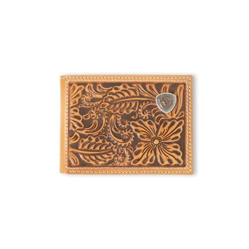 ARIAT Bifold Floral Embossed Logo Wallet, Nutmeg von ariat