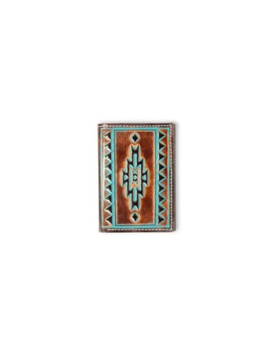 ARIAT Trifold Turquoise Outline Southwest Wallet, Brown von ariat