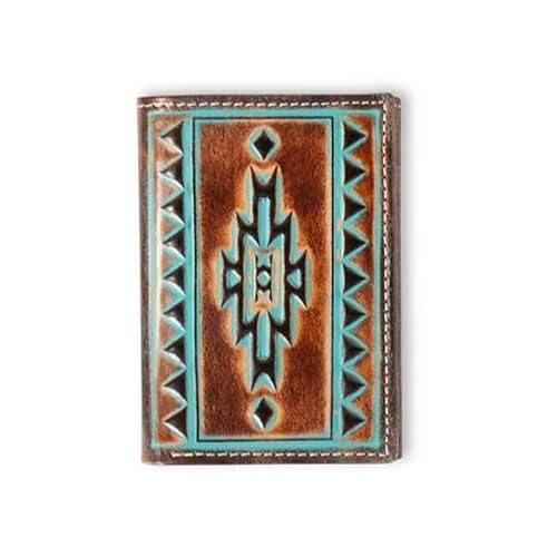ARIAT Trifold Turquoise Outline Southwest Wallet, Brown von ARIAT