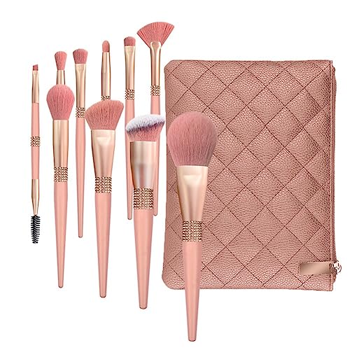 arlote 10-Teiliges Korallenrotes Brillantes Make-Up-Pinsel-Set für Weiches Haar, Lidschatten, Foundation, SchöNheit, Make-Up-KüNstler-Werkzeug-Set von arlote