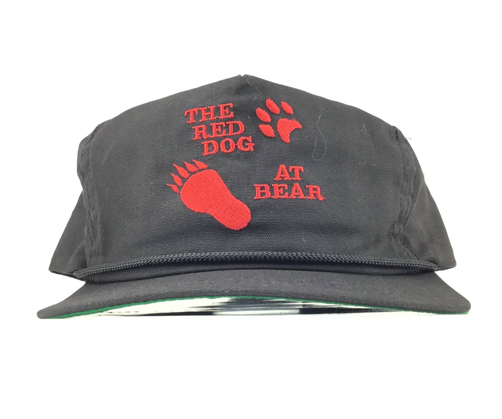 Vintage 1980Er The Red Dog At Bear Black Baseball Cap Hut Adj. Herrengröße Baumwolle Made in Usa von arm90210