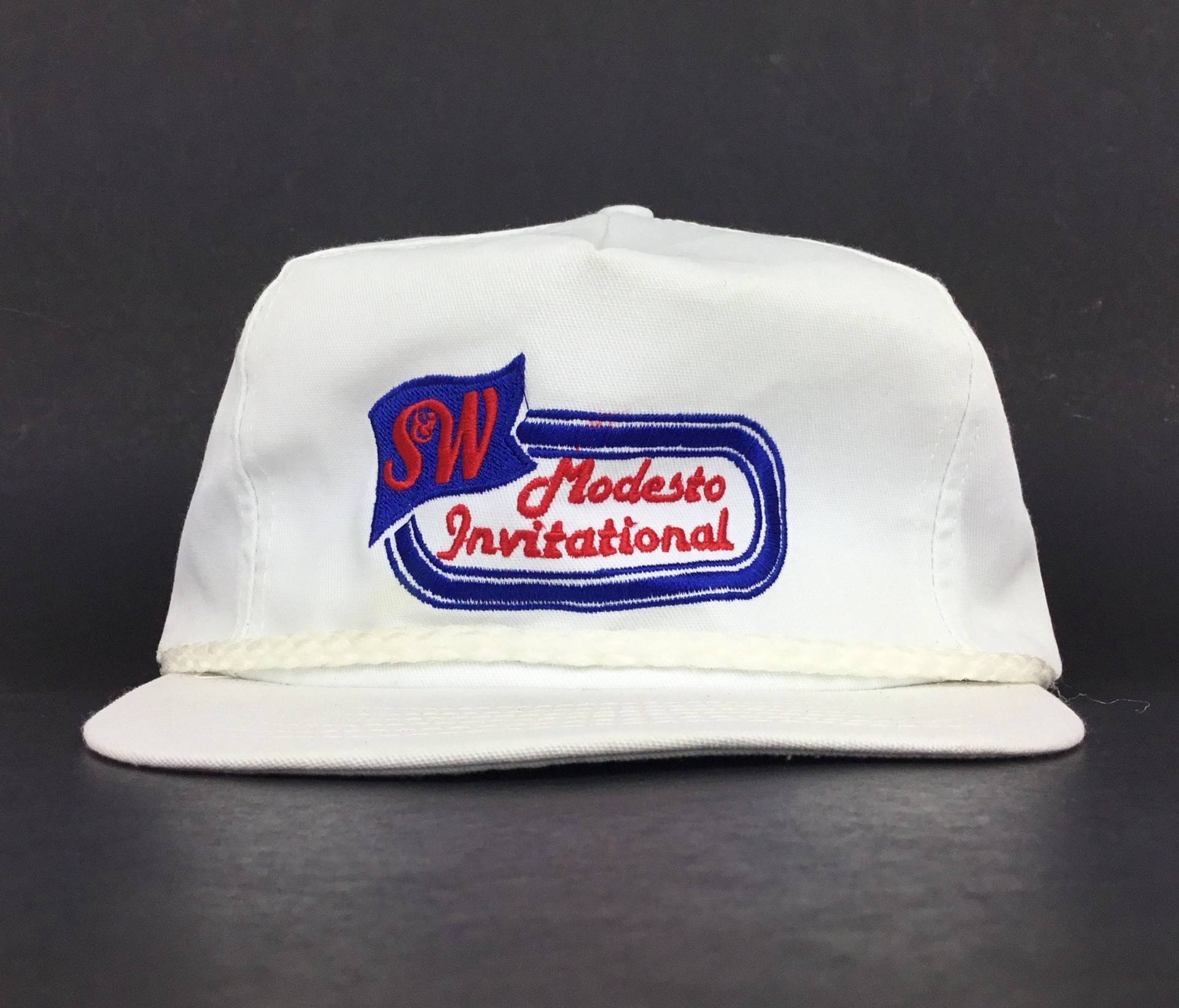 Vintage 1990Er S&w Beans Modesto Invitational | Kalifornien Weiße Baseball Cap Hut Adj. Herrengröße Made in Usa Cotton Blend von arm90210