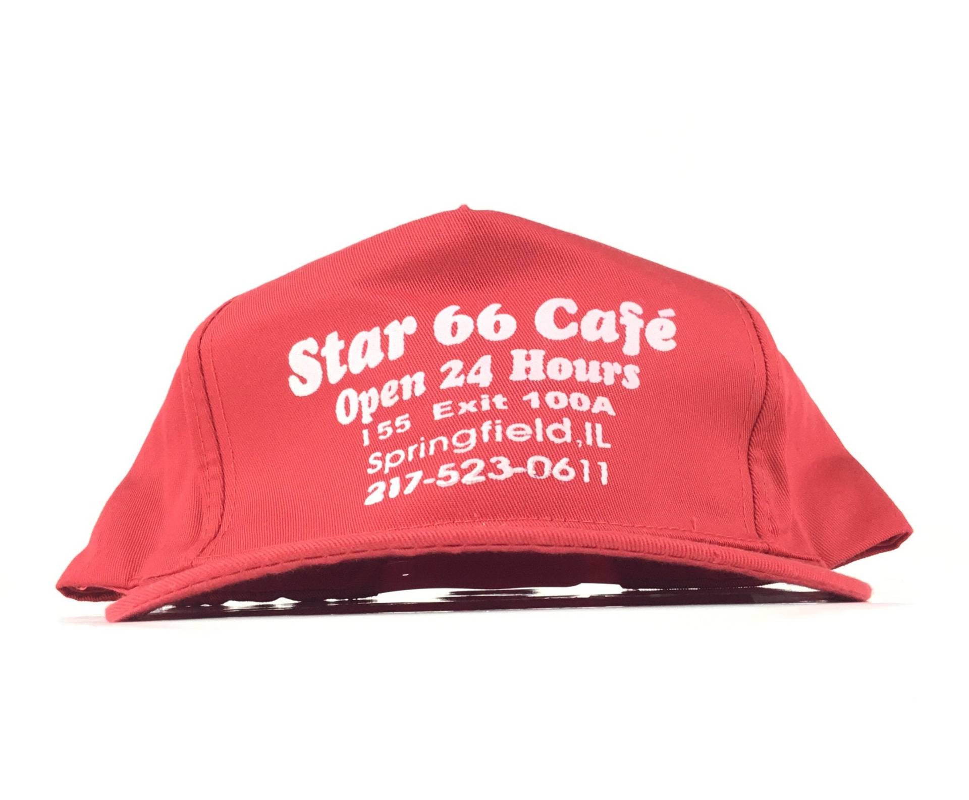 Vintage 1990S Star 66 Cafe Springfield Il Illinois 155 Exit 100A Open 24 Hours Red Baseball Cap Hat Adj. Herrengröße Baumwolle von arm90210