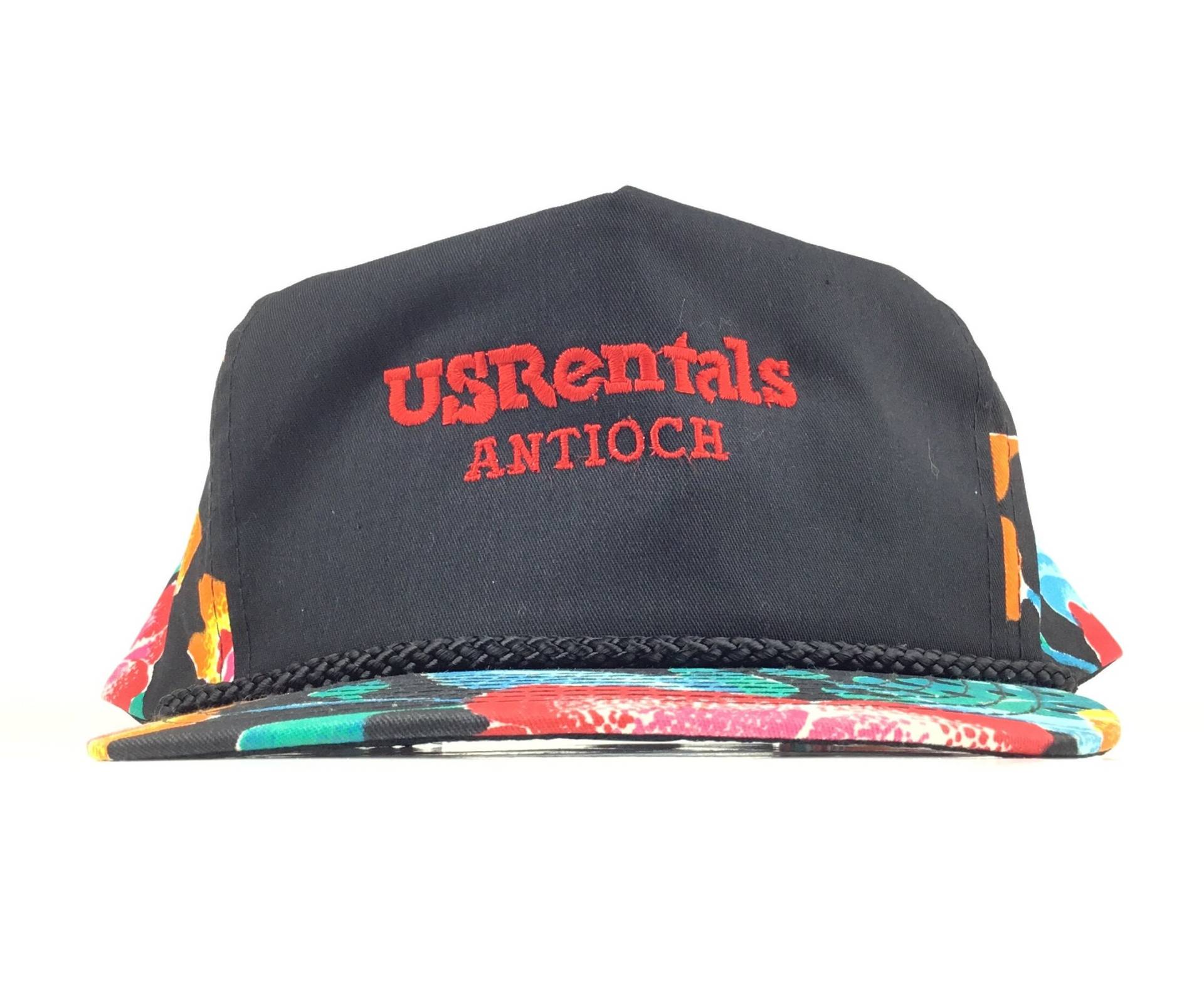 Vintage 1990S Us Rentals Antioch California | Equipment Rental Floral Print Muster Baseball Cap Hat Snapback Mens Size Cotton Blend von arm90210