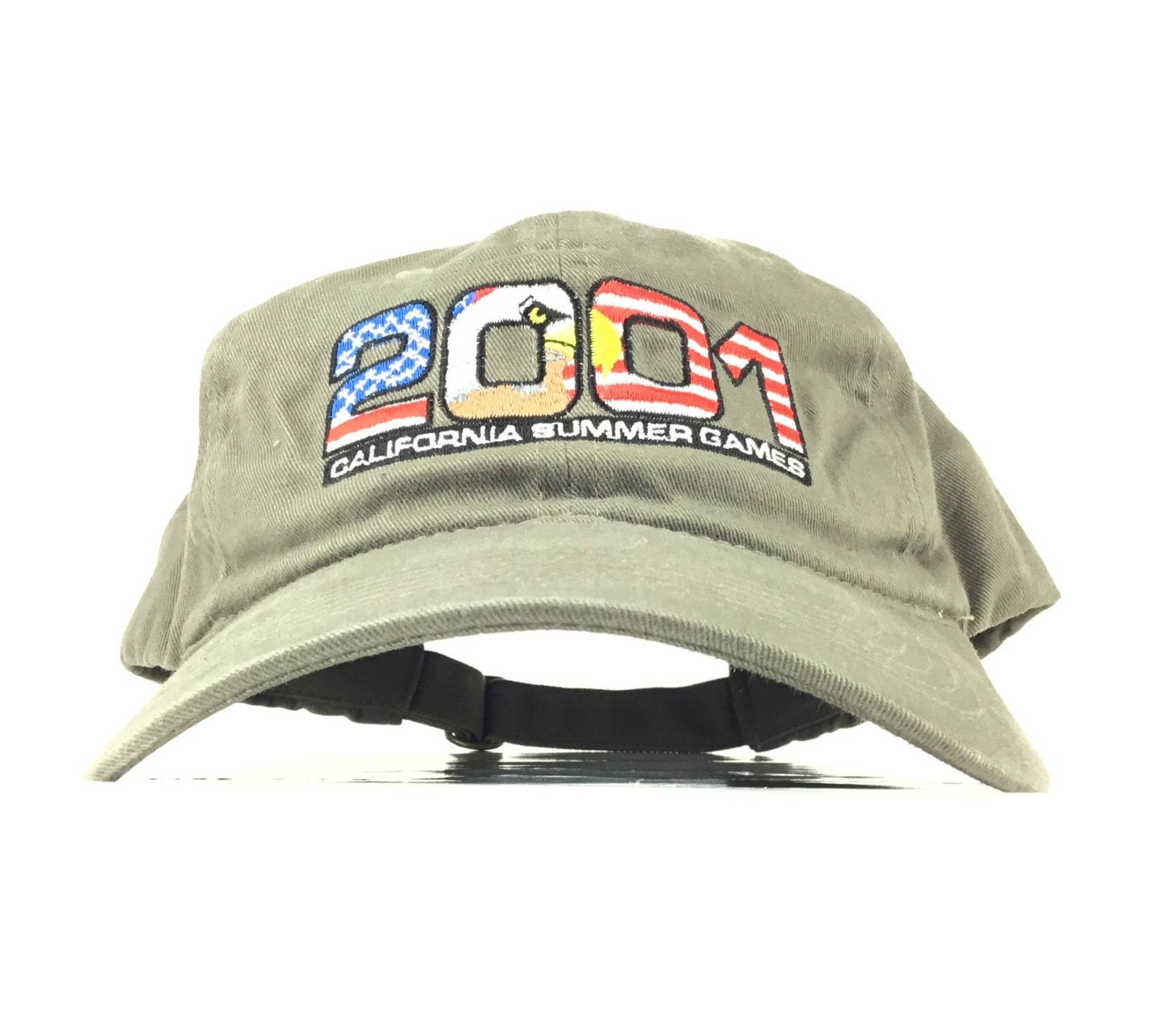 Vintage 2001 California Summer Games San Jose Olive Green Baseball Cap Hut Adj. Herrengröße Baumwolle von arm90210