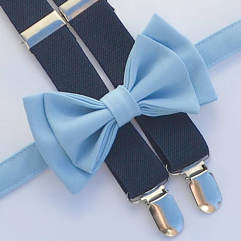 Marineblaue Hosenträger & Babyblaue Fliege Kinder, Ringträger Outfit, Hellblaue Fliege, Kinder Hosenträger, Blaue Hochzeitskleidung, Bräutigam von armoniia