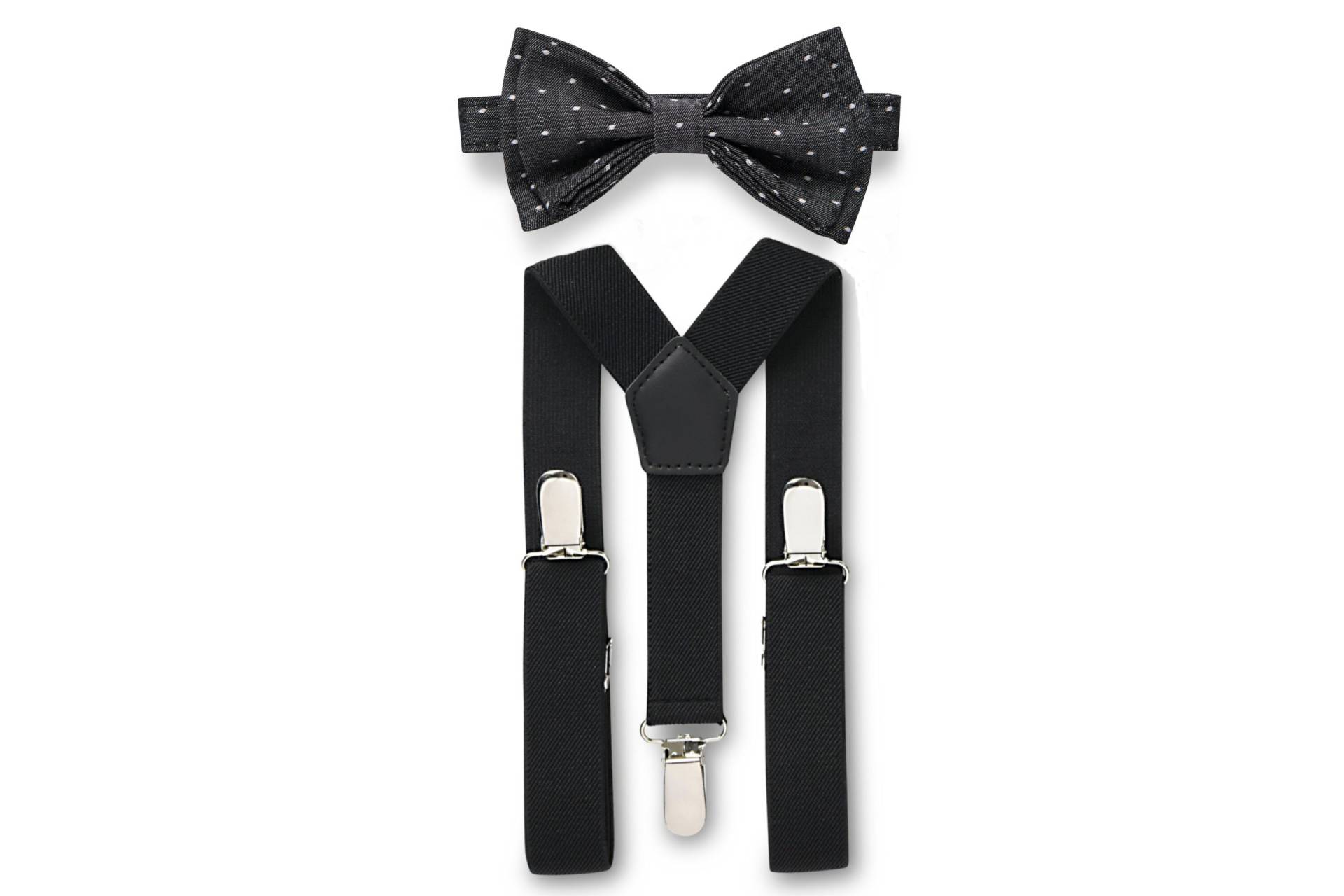 Schwarze Polka Dot Fliege & Schwarze Hosenträger Set, Mann, Ringträger Schwarze Polka Dot Fliege & Schwarze Hosenträger Set, Mann, Ringträger von armoniia