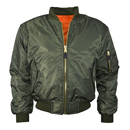 MA1 Bomber Flieger Jacke Mit Starkem Messing Reißverschluss 4XL,Graugrün von armyandoutdoors