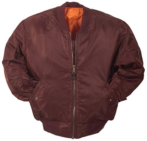 MA1 Bomber Fliegerjacke Mit Schwerem Messing Reißverschluss (XXL, kastanienbraun) von armyandoutdoors