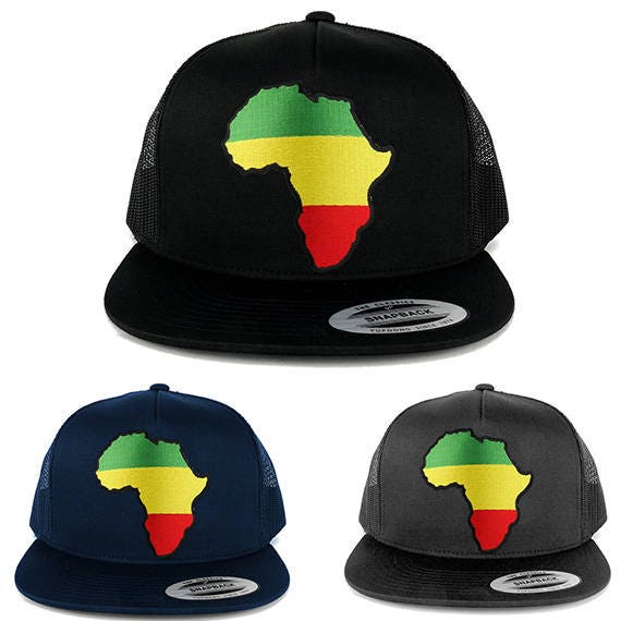 5 Panel Grün Gelb Rot Afrika Karte Bestickt Patch Flache Bill Mesh Snapback | 6006-Africa-12 von armycrew
