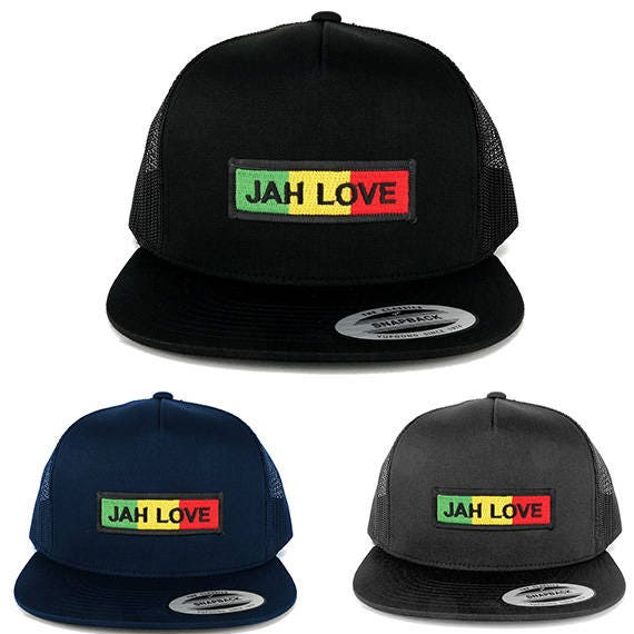 5 Panel Jah Liebe Grün Gelb Rot Bestickt Eisen Auf Patch Flache Bill Mesh Snapback | 6006-Africa-33 von armycrew