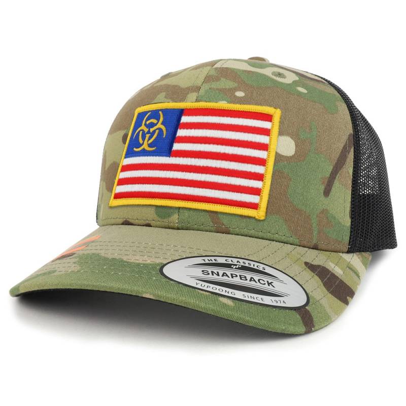Biohazard Gelb Usa Flagge Camo Strukturierttrucker Mesh Baseball Cap | Flex-6606Mc-Usa-Flag-47 von armycrew