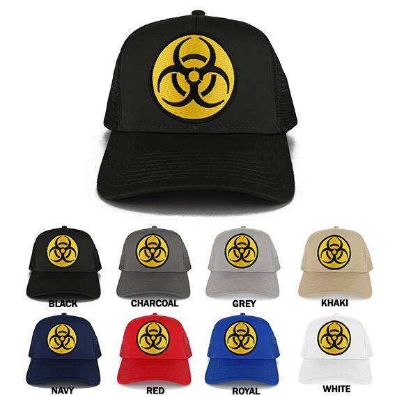 Biohazard Kreisförmige Gelb Schwarz Bestickt Eisen Auf Patch Verstellbartrucker Mesh Cap | 30-287-Other-27 von armycrew