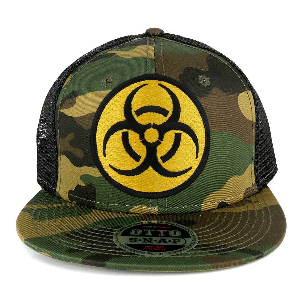Biohazard Kreisförmige Gelb Schwarz Bestickt Patch Camo Flache Bill Snapback Mesh Cap | 153-1120-Andere-27 Biohazard Kreisförmige Gelb Schwarz Bestickt Patch Camo Flache Bill Snapback Mesh Cap | 153-1120-Andere-27 von armycrew