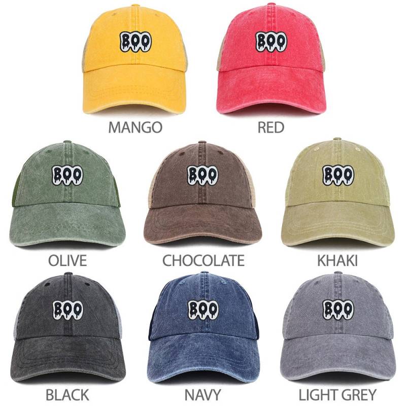 Boo Patch Gewaschen Pigment Gefärbt Weiche Trucker Baseball Cap von armycrew