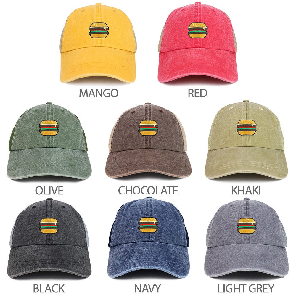 Burger Patch Gewaschen Pigment Gefärbt Weiche Trucker Baseball Cap von armycrew