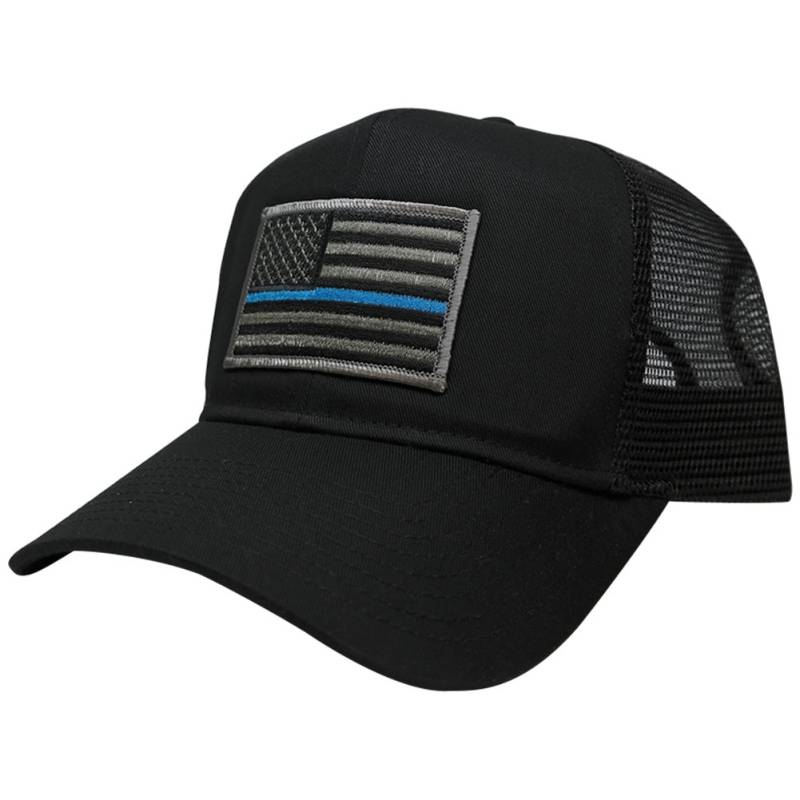 Dünne Blue Line Polizei Flagge Bestickt Aufnäher Trucker Baseball Cap von armycrew