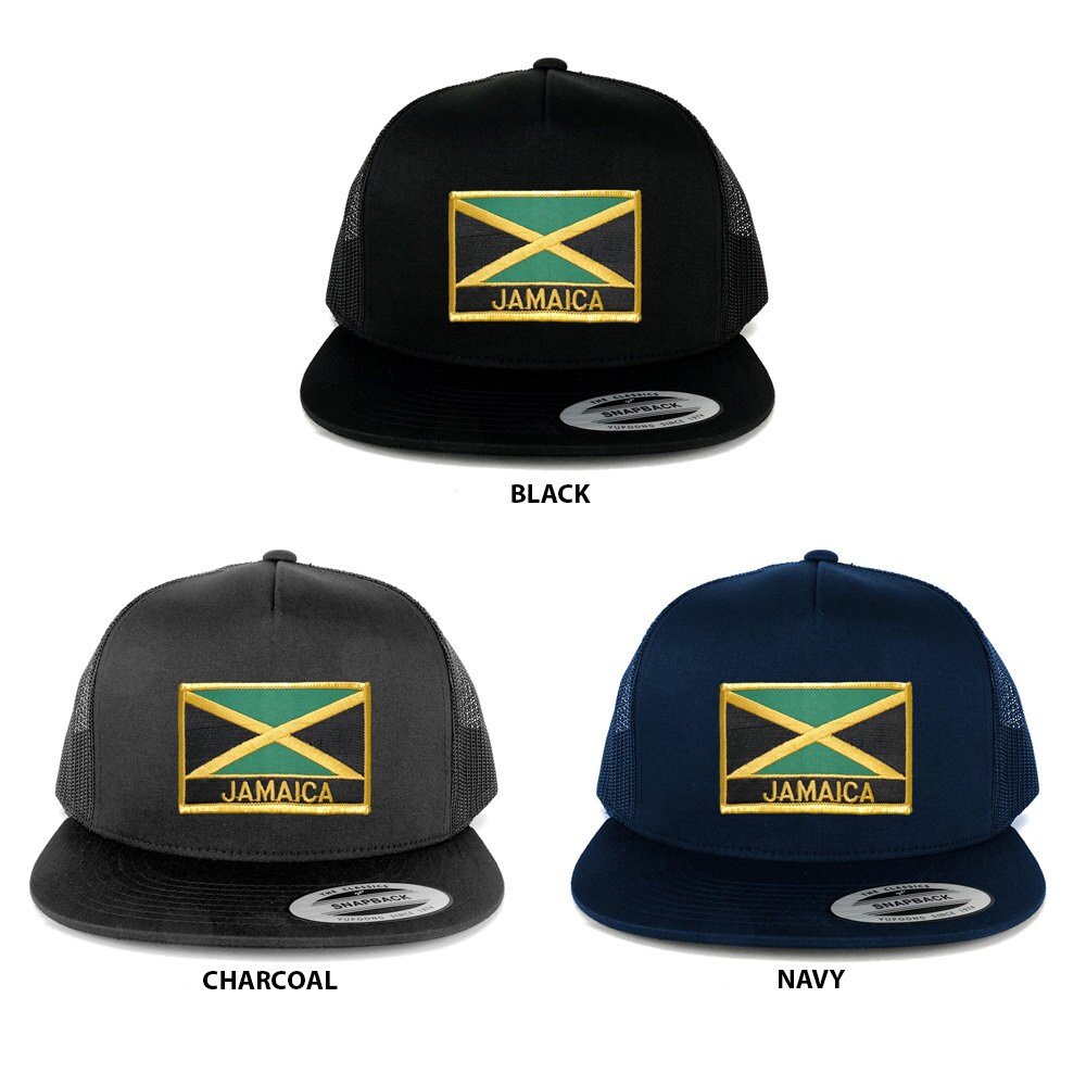 Flexfit 5 Panel Jamaika Flagge Schild Und Text Bestickt Patch Snapback Mesh Cap | 6006-Fpr120 Flexfit 5 Panel Jamaika Flagge Schild Und Text Bestickt Patch Snapback Mesh Cap | 6006-Fpr120 von armycrew