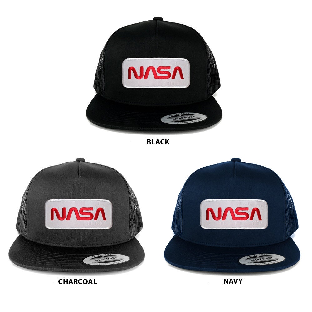 Flexfit 5 Panel Nasa Wurm Rot Text Bestickt Patch Snapback Mesh Trucker Cap | 6006-Pm303 Flexfit 5 Panel Nasa Wurm Rot Text Bestickt Patch Snapback Mesh Trucker Cap | 6006-Pm303 von armycrew