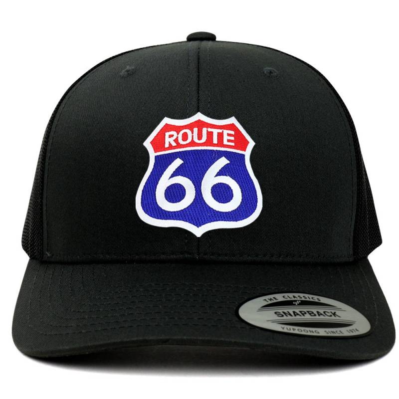 Flexfit Route 66 Blau Rot Patch Retro Fit Trucker Mesh Cap | 6606-R66-Br von armycrew