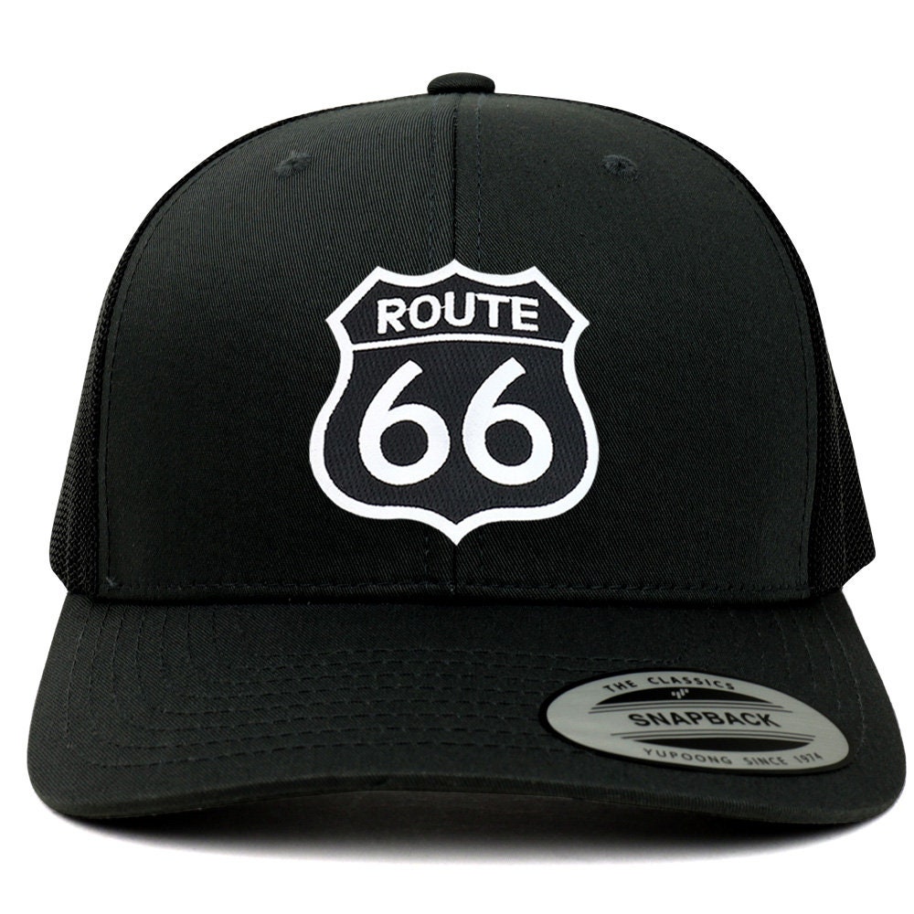 Flexfit Route 66 Schwarz Weiß Patch Retro Fit Trucker Mesh Cap | 6606-R66-Bw Flexfit Route 66 Schwarz Weiß Patch Retro Fit Trucker Mesh Cap | 6606-R66-Bw von armycrew