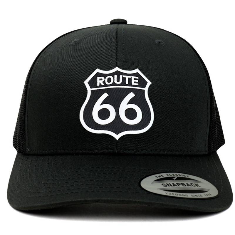 Flexfit Route 66 Schwarz Weiß Patch Retro Fit Trucker Mesh Cap | 6606-R66-Bw von armycrew