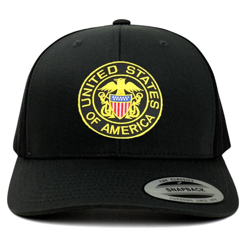 Flexfit Usa Emblem Schwarz Gelb Patch Retro Fit Trucker Mesh Cap | 6606-Us-By von armycrew