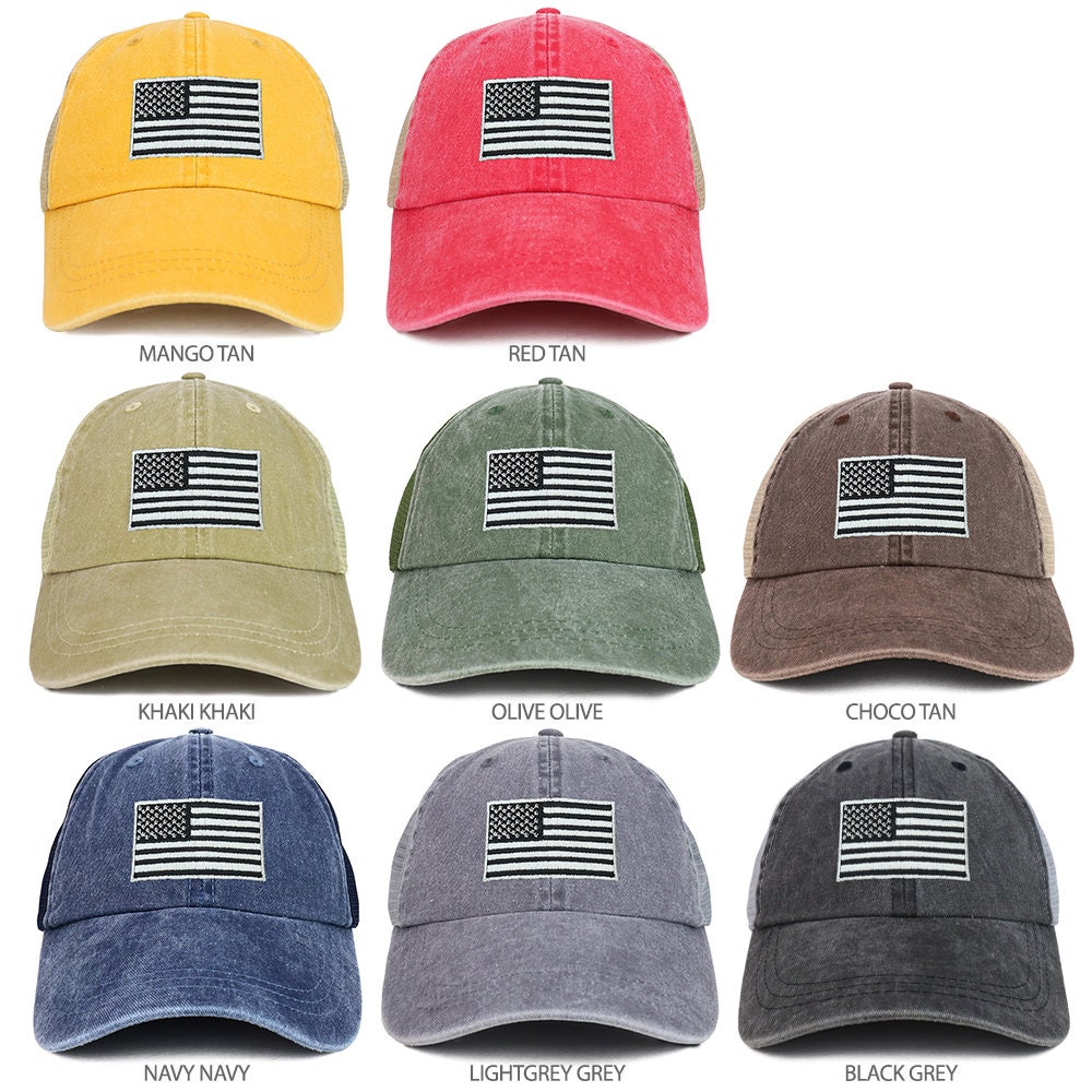 Graue Usa Flagge Bestickt Unstrukturierte Trucker Mesh Cap Graue Usa Flagge Bestickt Unstrukturierte Trucker Mesh Cap von armycrew