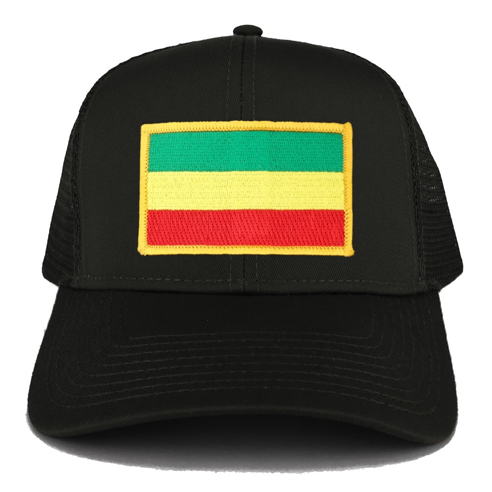 Grün, Gelb Und Rot Rasta Flagge Bestickt Eisen Auf Patch Verstellbare Mesh Trucker Cap | 30-287-Rastaflg von armycrew