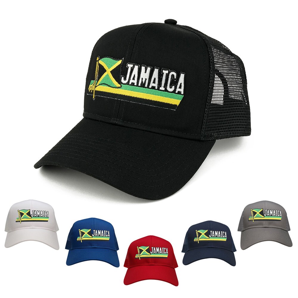 Jamaika-Flagge Und Text Bestickt Ausschnitt Eisen Auf Patch Verstellbare Mesh Trucker Cap | 30-287-Fpt120-Jam-Cutout Jamaika-Flagge Und Text Bestickt Ausschnitt Eisen Auf Patch Verstellbare Mesh Trucker Cap | 30-287-Fpt120-Jam-Cutout von armycrew
